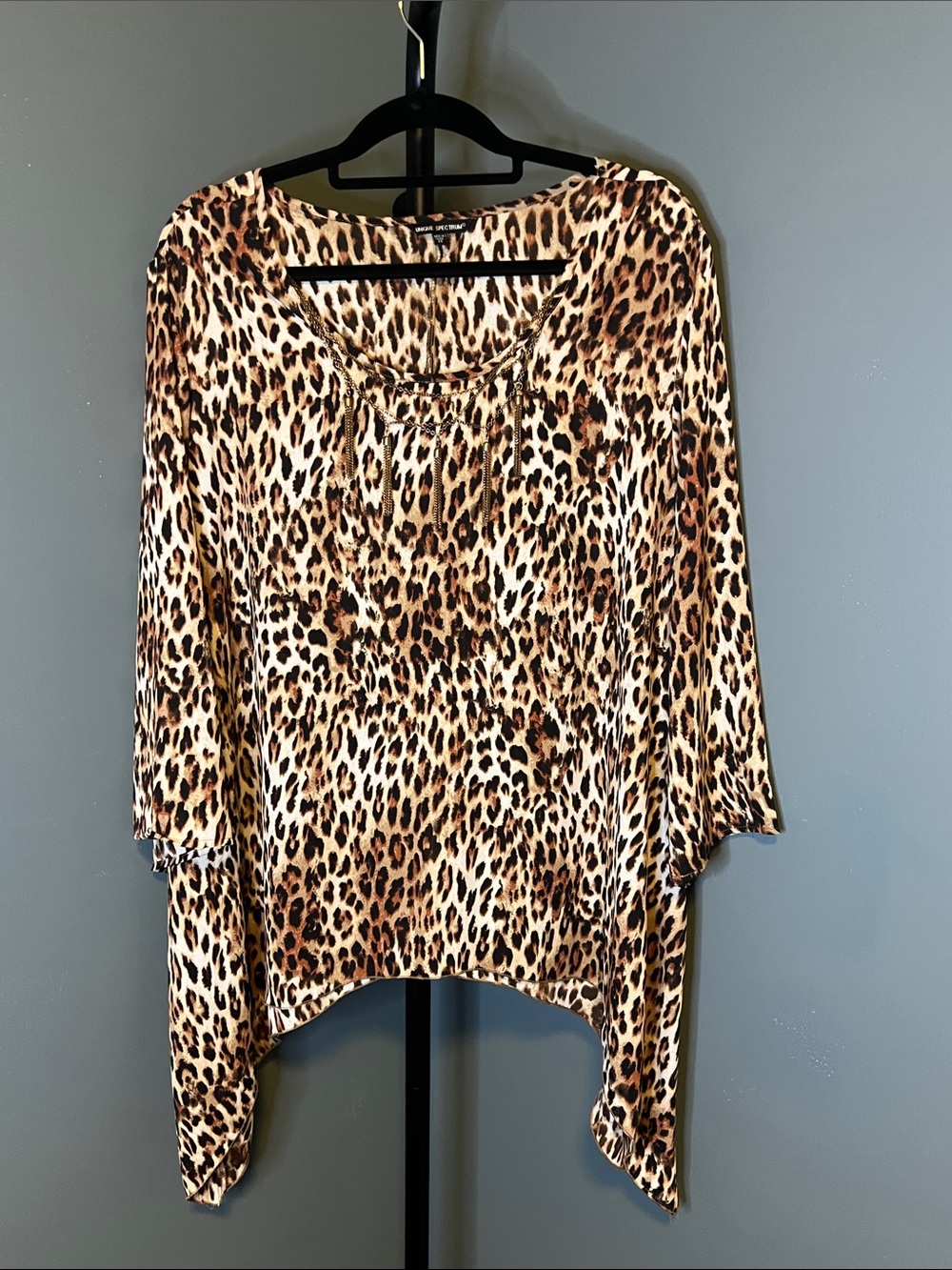 Unique Spectrum Leopard Print Tunic Top in Brown and Cream